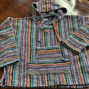 Mexican blanket Baja hoodie, poncho